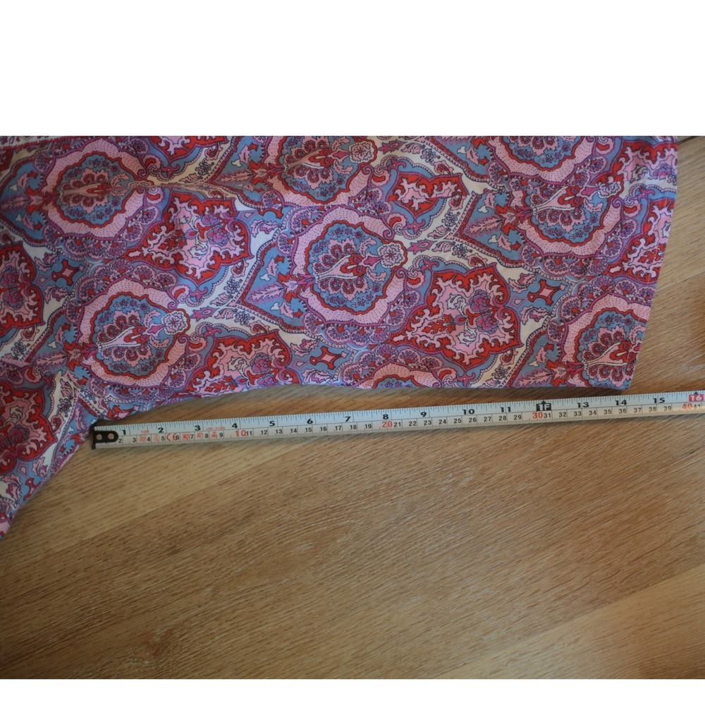 Talbots Petite 2P Paisley Button Down Shirt Pink Blue Long Sleeve Cotton - Picture 9 of 10
